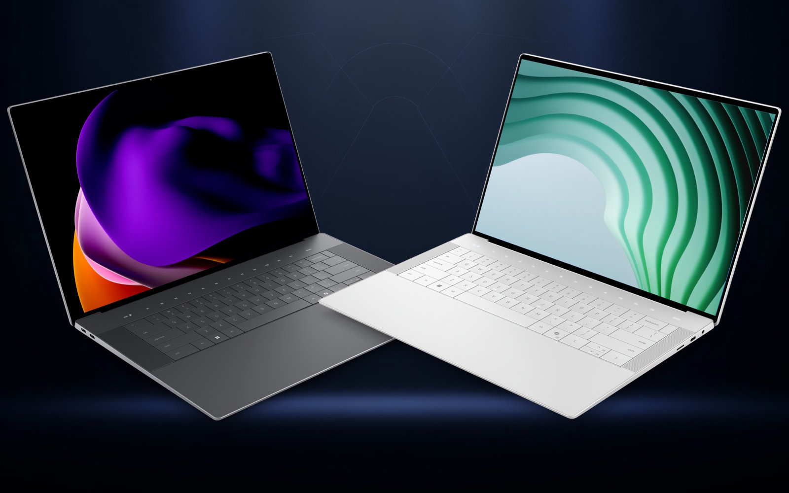 Le Dell 16 Premium en graphite et le Dell 14 Premium en platinum. © Dell